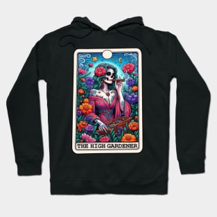 Funny Tarot Gardener Vibrant Day of Dead Sugar Skull Floral Hoodie